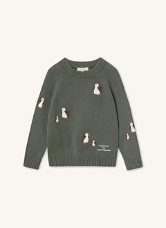 Fliink - Mahdi Organic Cotton Penguin Sweater | Green