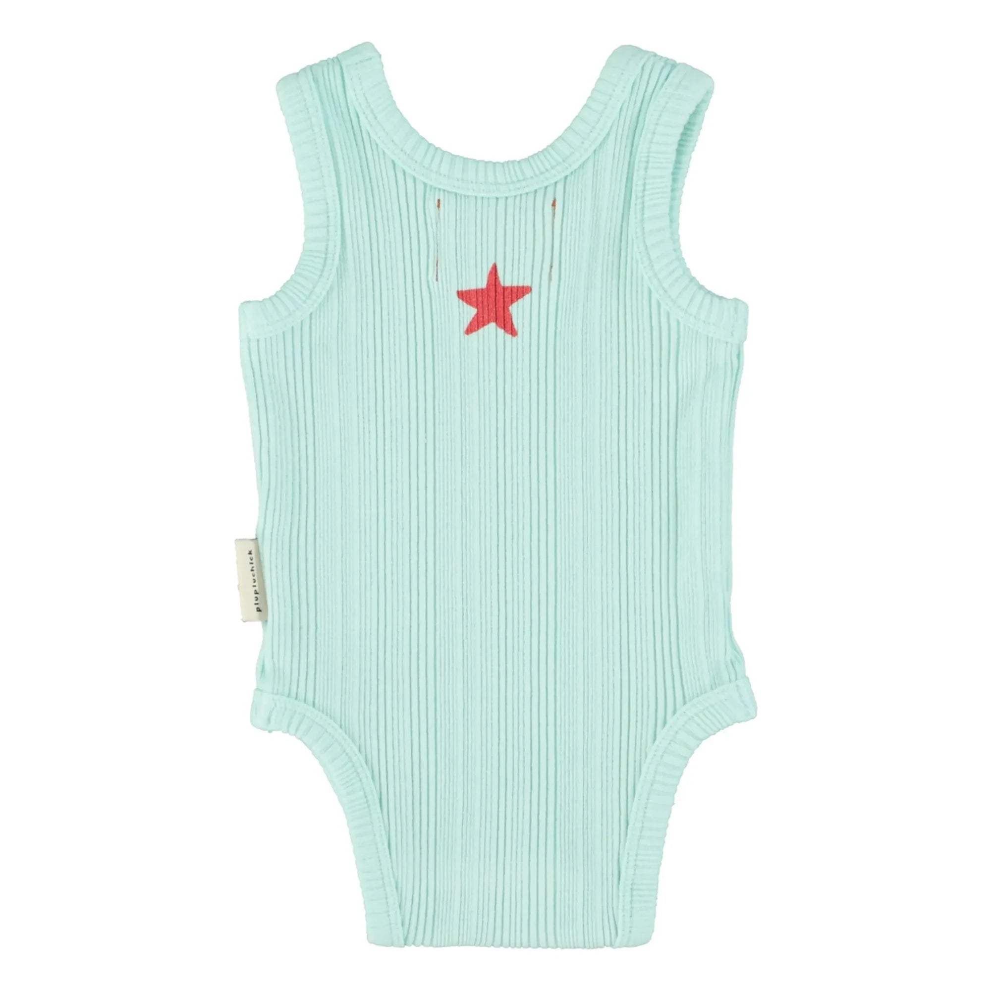 Piupiuchick - Peace Organic Cotton Ribbed Bodysuit | Turquoise