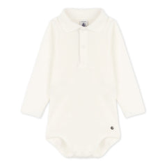 Petit Bateau - Ceddy Organic Cotton Polo Neck Baby Bodysuit | White