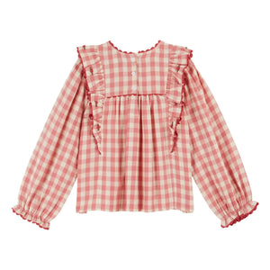 Emile et Ida - Pink Vichy Ruffled Blouse