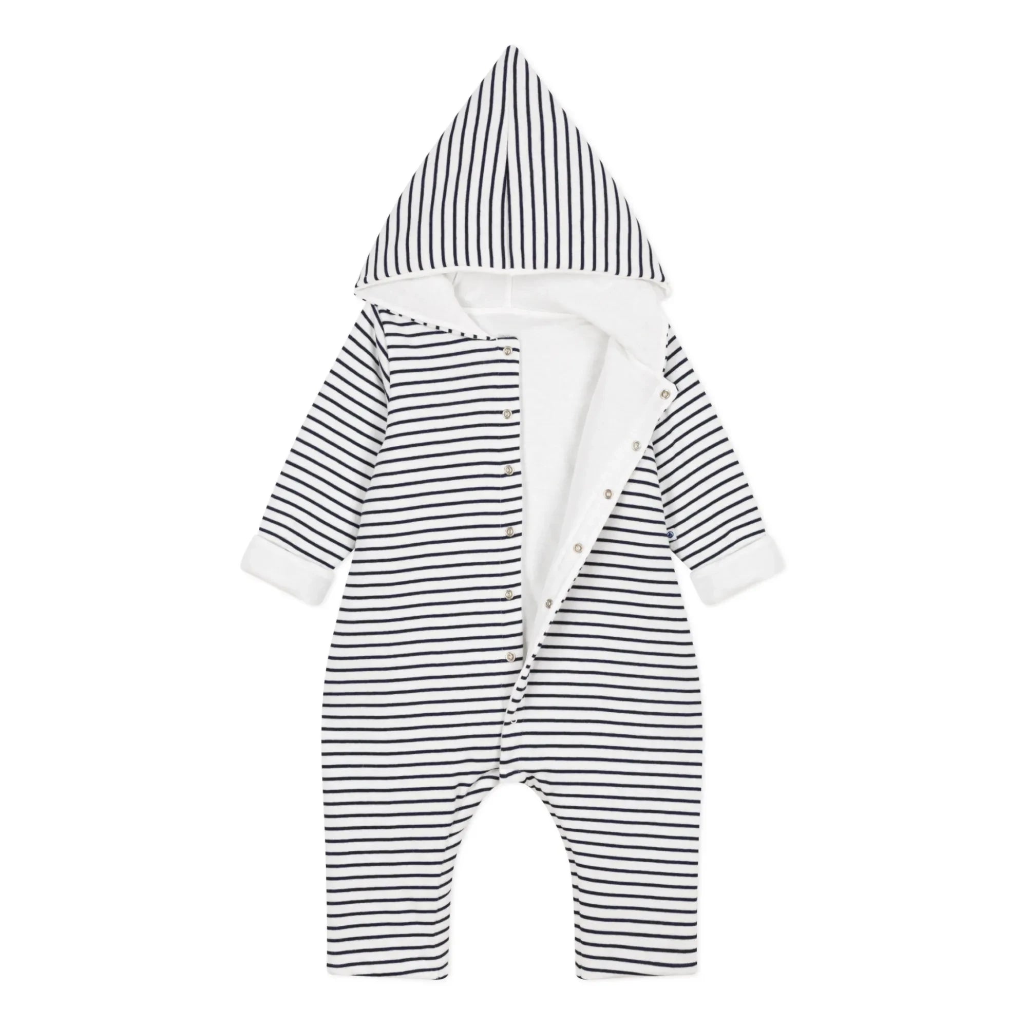 Petit Bateau - Long Hooded Romper | Navy Blue