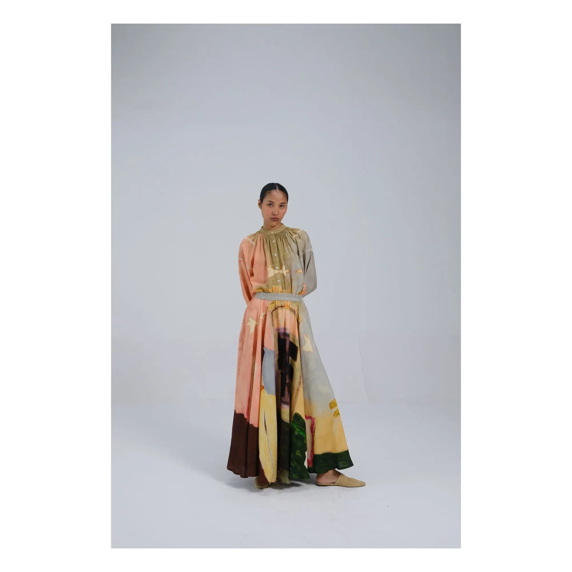 CORD - Satin Cotton Skirt | Peach