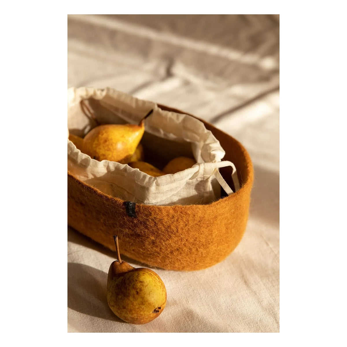 Muskhane - Felt Storage Basket | Caramel