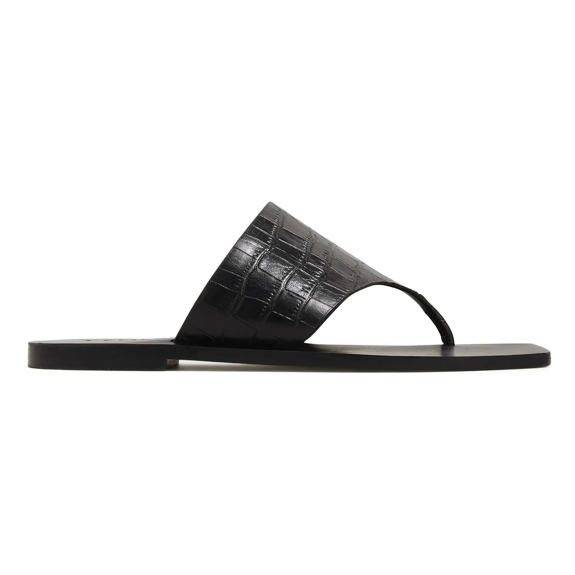 A. Emery - Crocodile Patterned Nose Sandals | Black