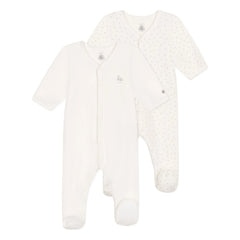 Petit Bateau - 2-Pack Velour Pajama Set | White