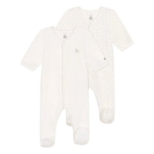 Petit Bateau - 2-Pack Velour Pajama Set | White