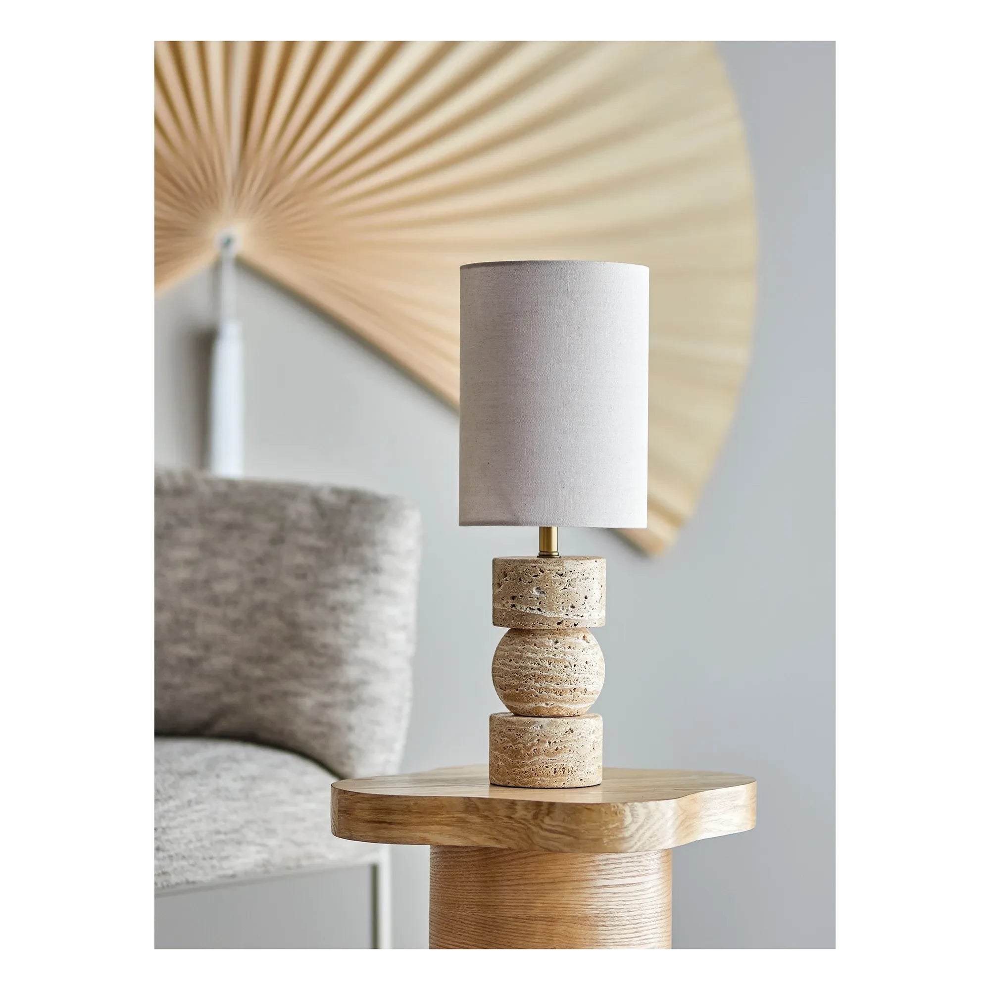 Bloomingville - Marci travertine table lamp | Off-White