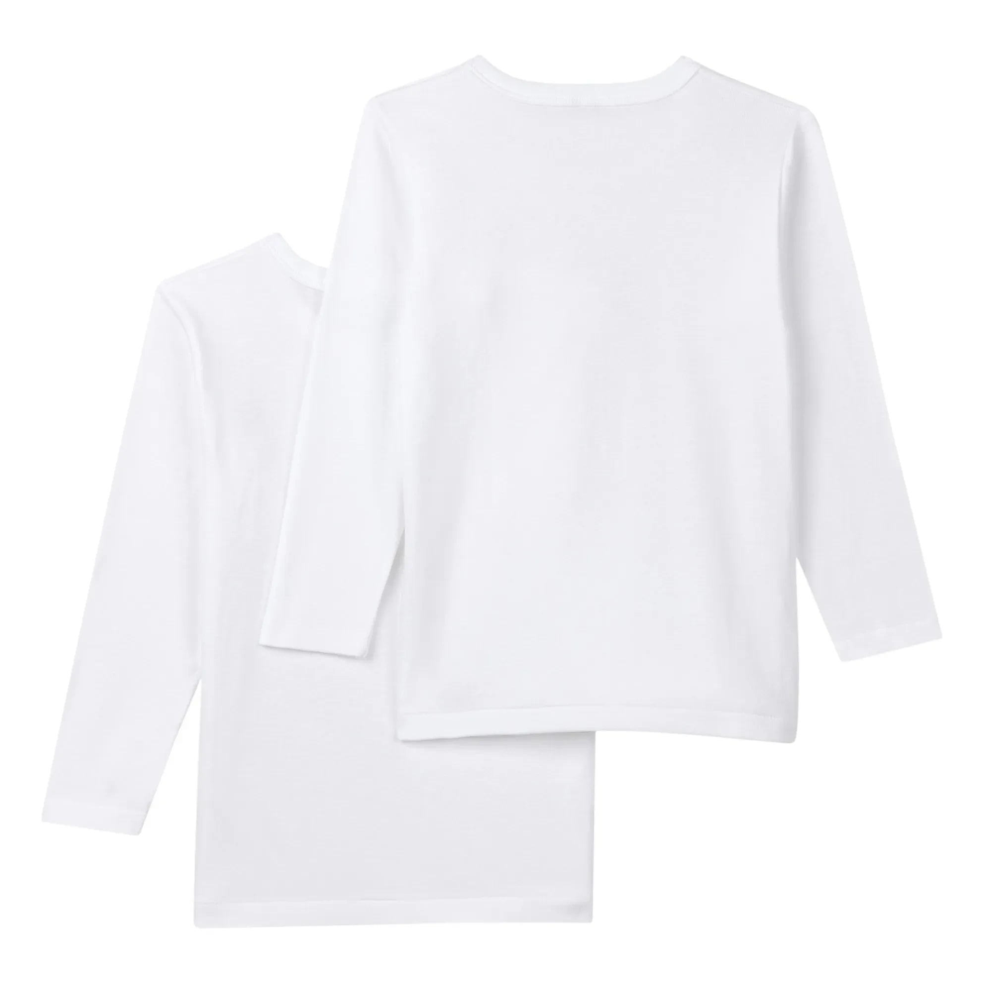 Petit Bateau - 2-Pack Organic Cotton Long Sleeve T-Shirt Set | White