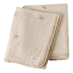 Gentil Coquelicot - Embroidered Swallow Cotton Muslin Blanket