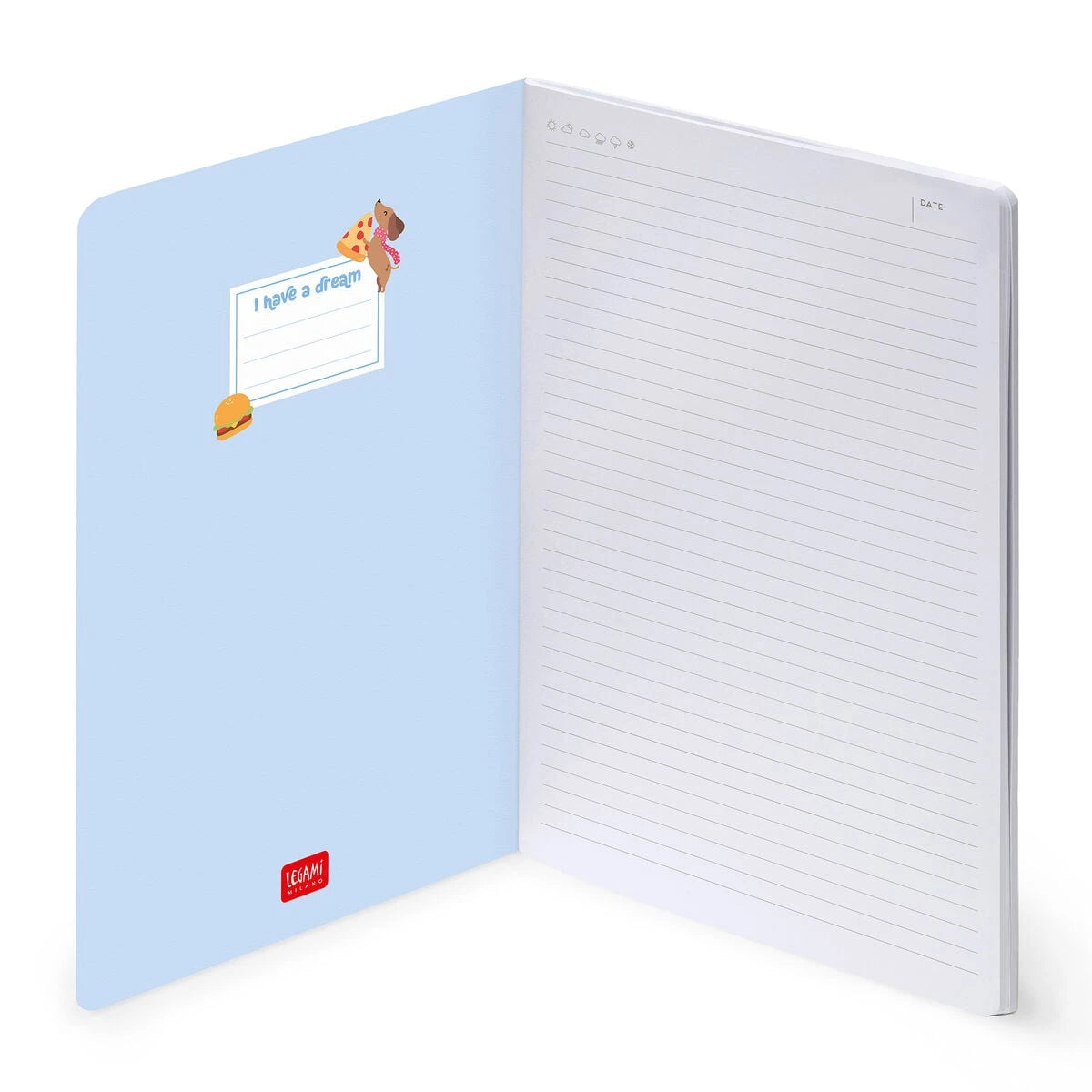 Legami - B5 Çizgili Resimli Sert Kapaklı Defter - Köpek