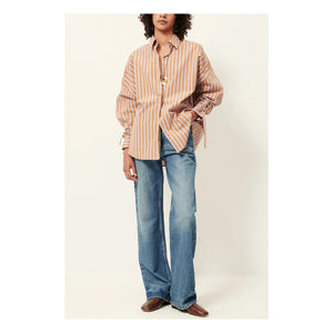 Sessùn - Armando Striped Cotton Shirt | Terracotta