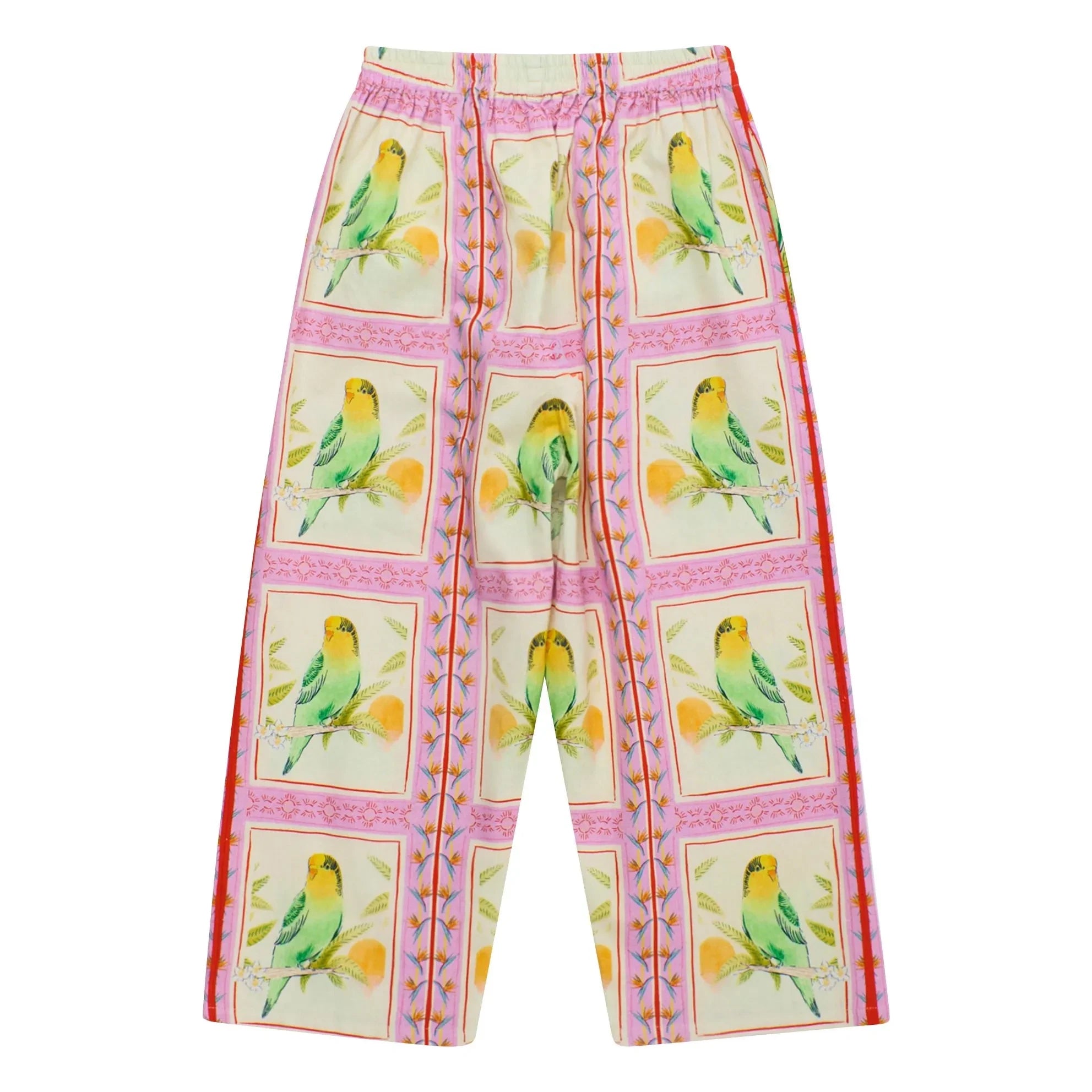 Maison Mangostan - Birds Patchwork Pantolon | Pembe