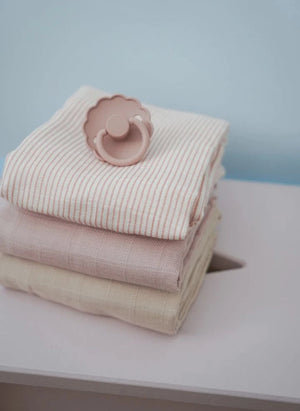 Cam Cam - Classic Striped Muslin Swaddles - Set of 3 | Pink