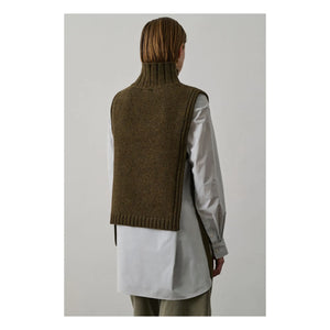 Soeur - Gold Virgin Wool Sleeveless Sweater | Marled Khaki