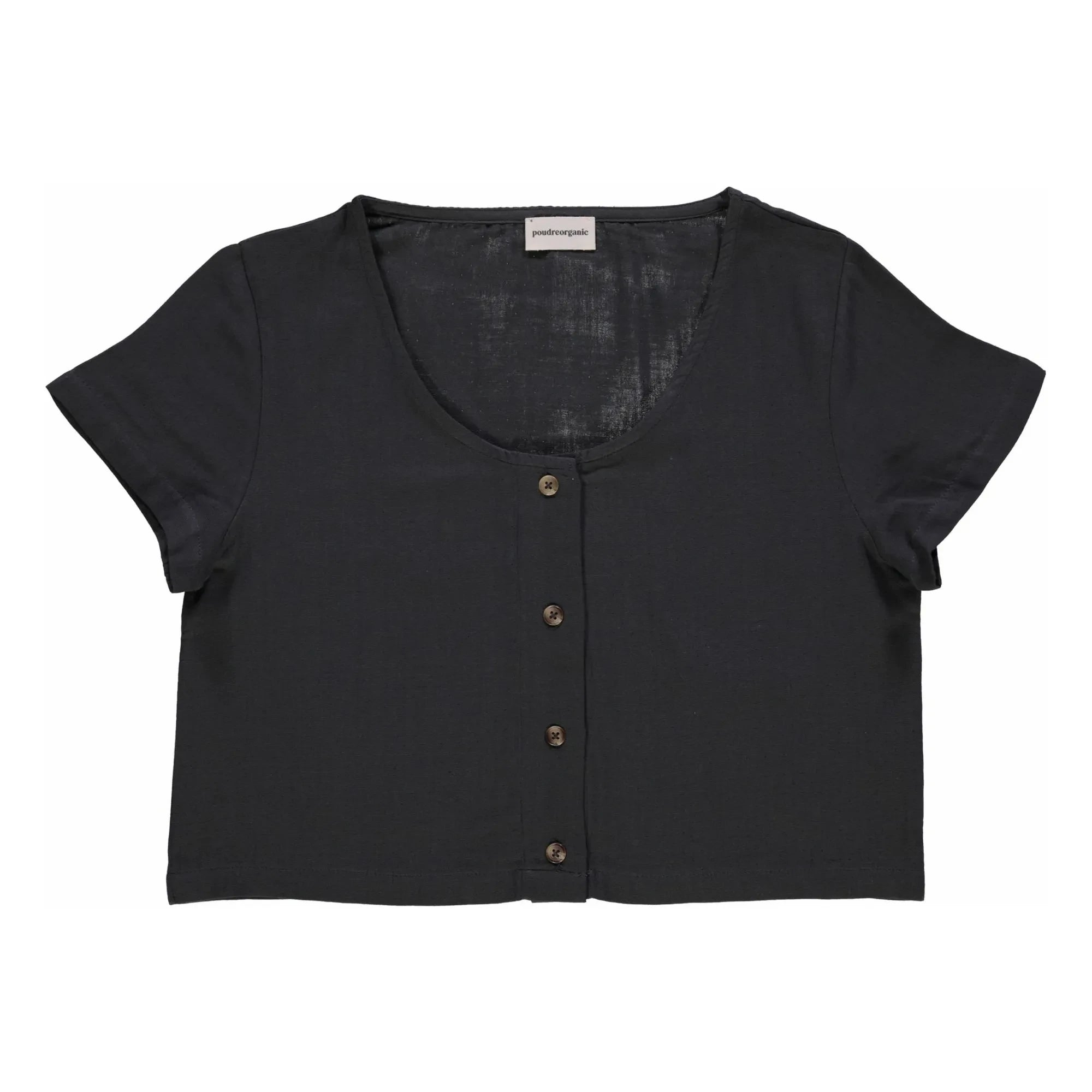 Poudre Organic - Freesia Double Layer Cotton Gauze Blouse - Women's Collection | Black