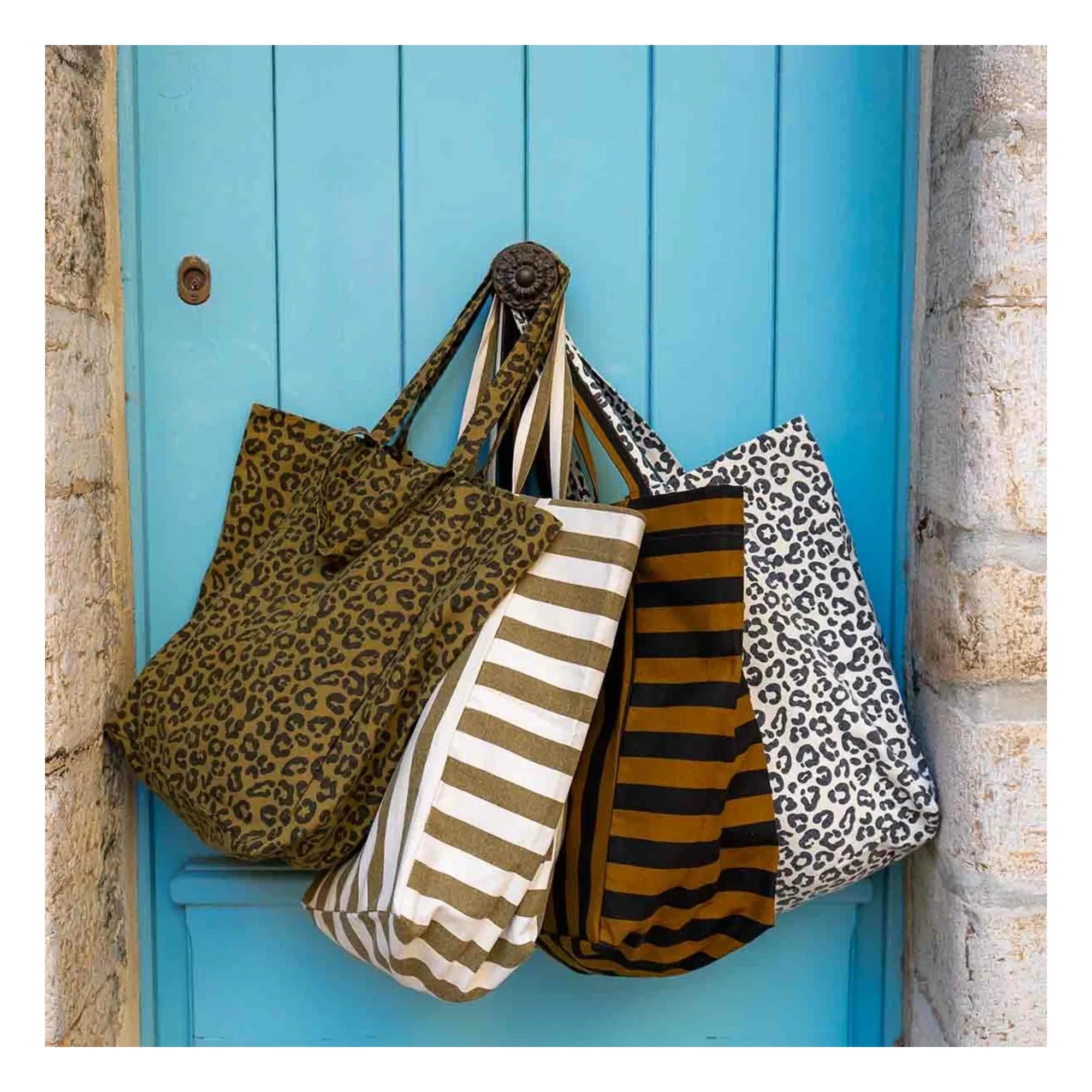 Rose in April - Elisabeth Striped Tote Bag | Olive