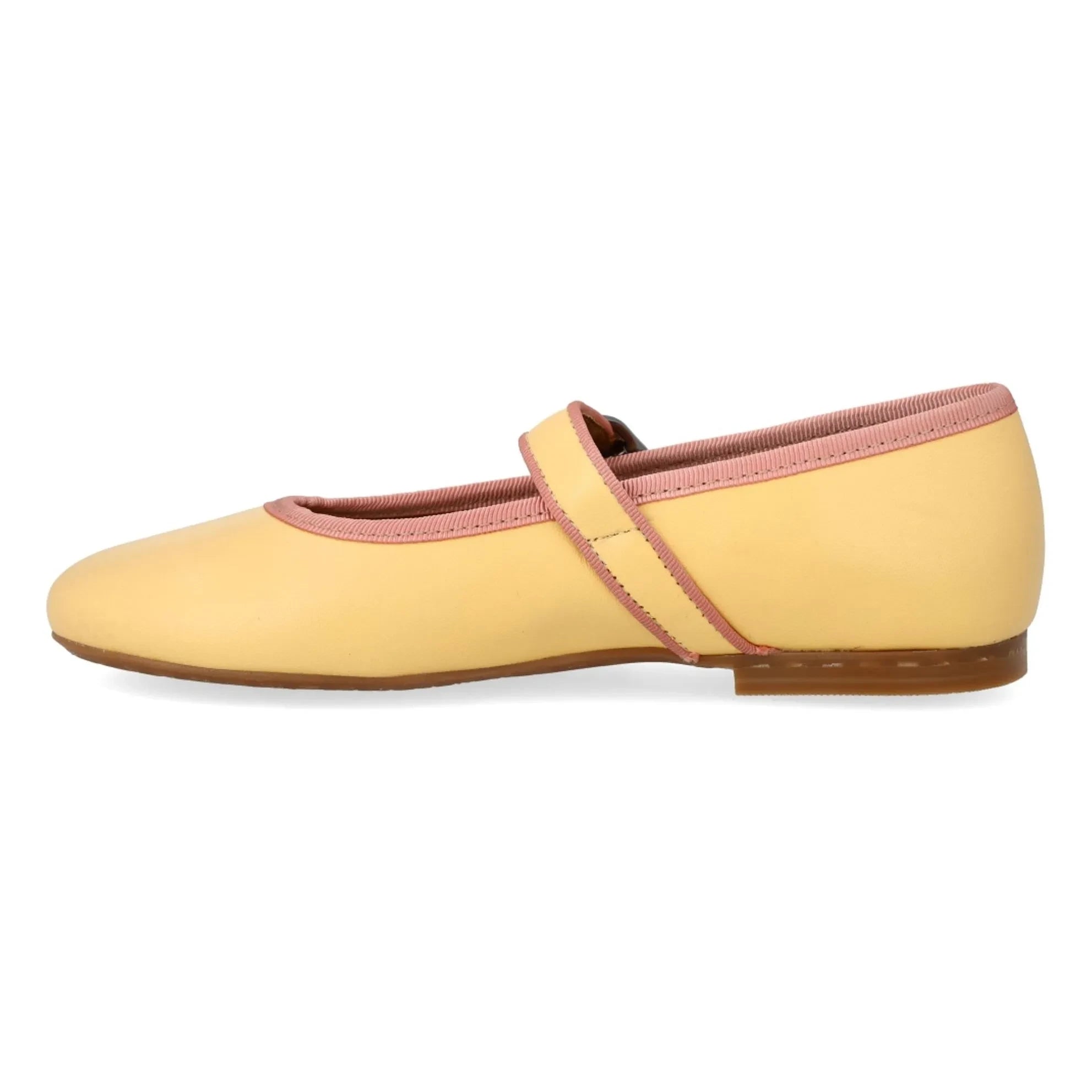 Angulus - Contrast Striped Mary Jane Flats | Light Yellow