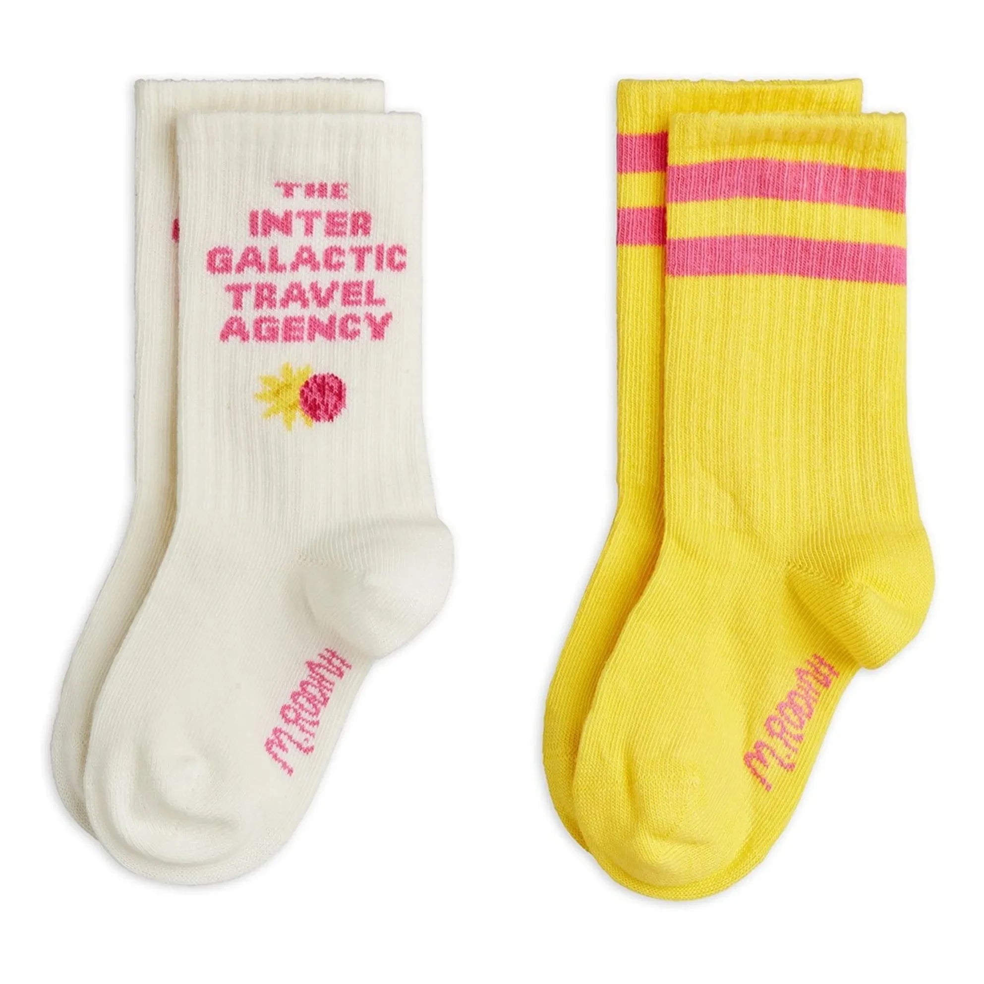 Mini Rodini - 2 Pairs of Intergalactic Organic Cotton Socks | Yellow