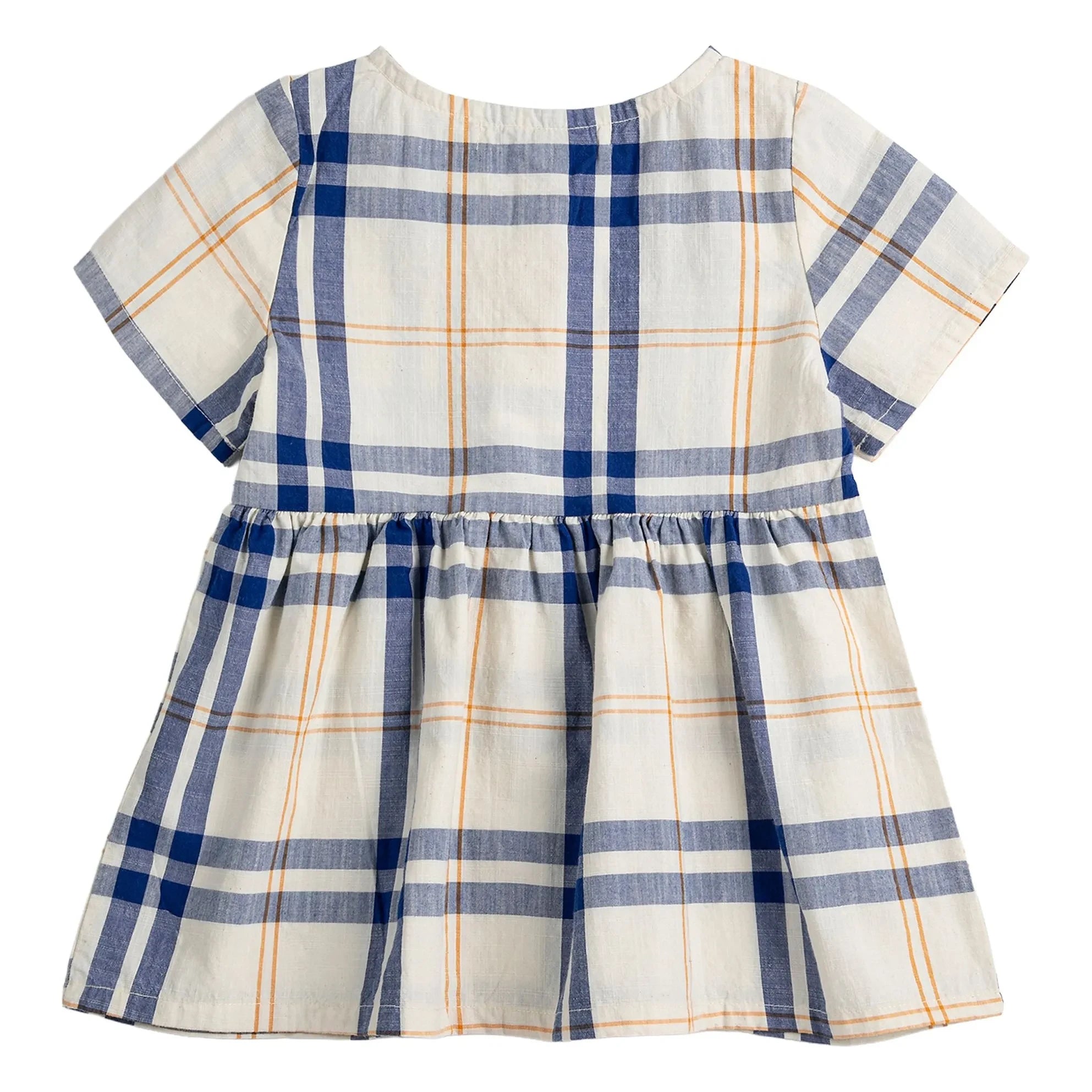 Bobo Choses - Tartan Organic Cotton Baby Dress | Ecru