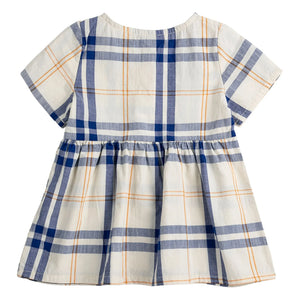 Bobo Choses - Tartan Organic Cotton Baby Dress | Ecru