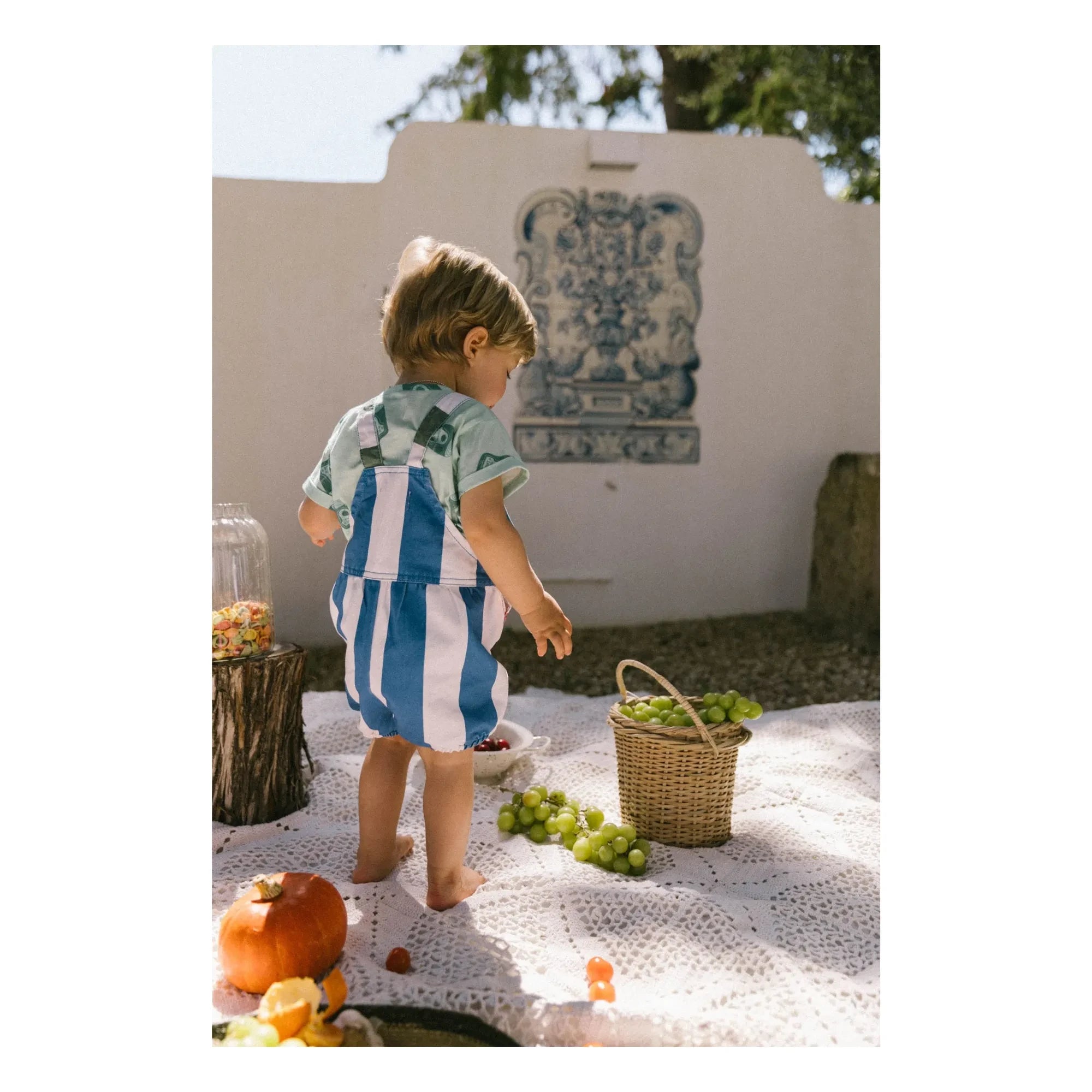 Favorite People - Striped Capri Romper | Blue