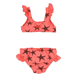 Búho - Starfish Organically Grown Cotton Ruffled Swimsuit | Pale Red