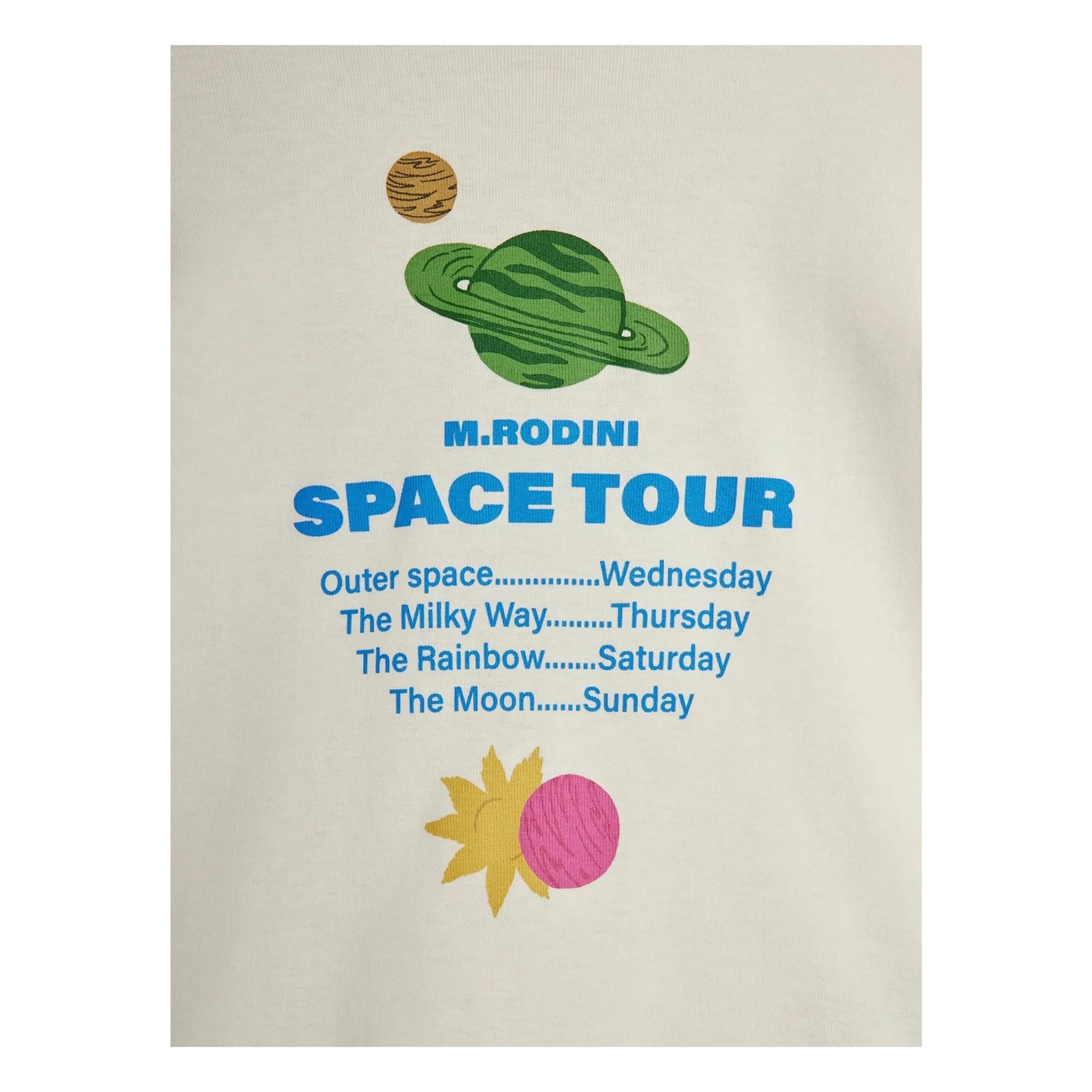 Mini Rodini - Space Tour Organic Cotton T-Shirt | Ecru