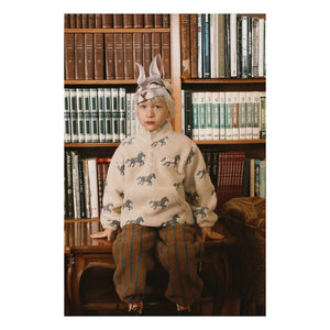 Tinycottons - At Desenli Sherpa Tarzı Fermuarlı Sweatshirt | Krem