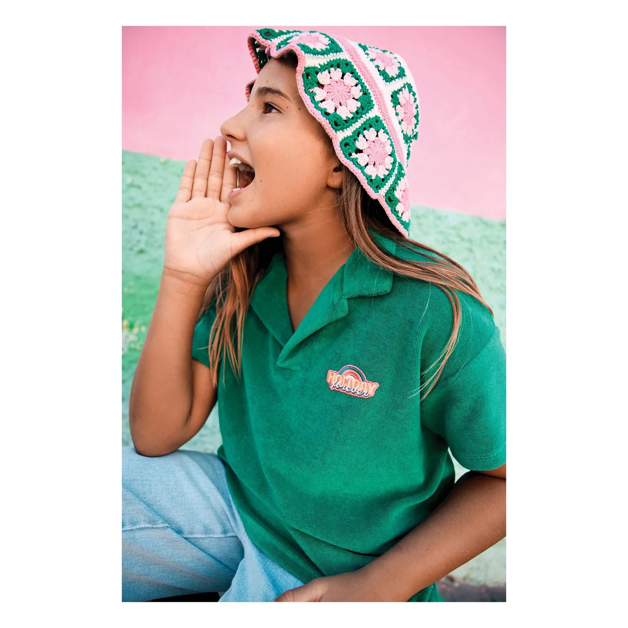 Bonton - Livio apple terry polo shirt | Emerald green