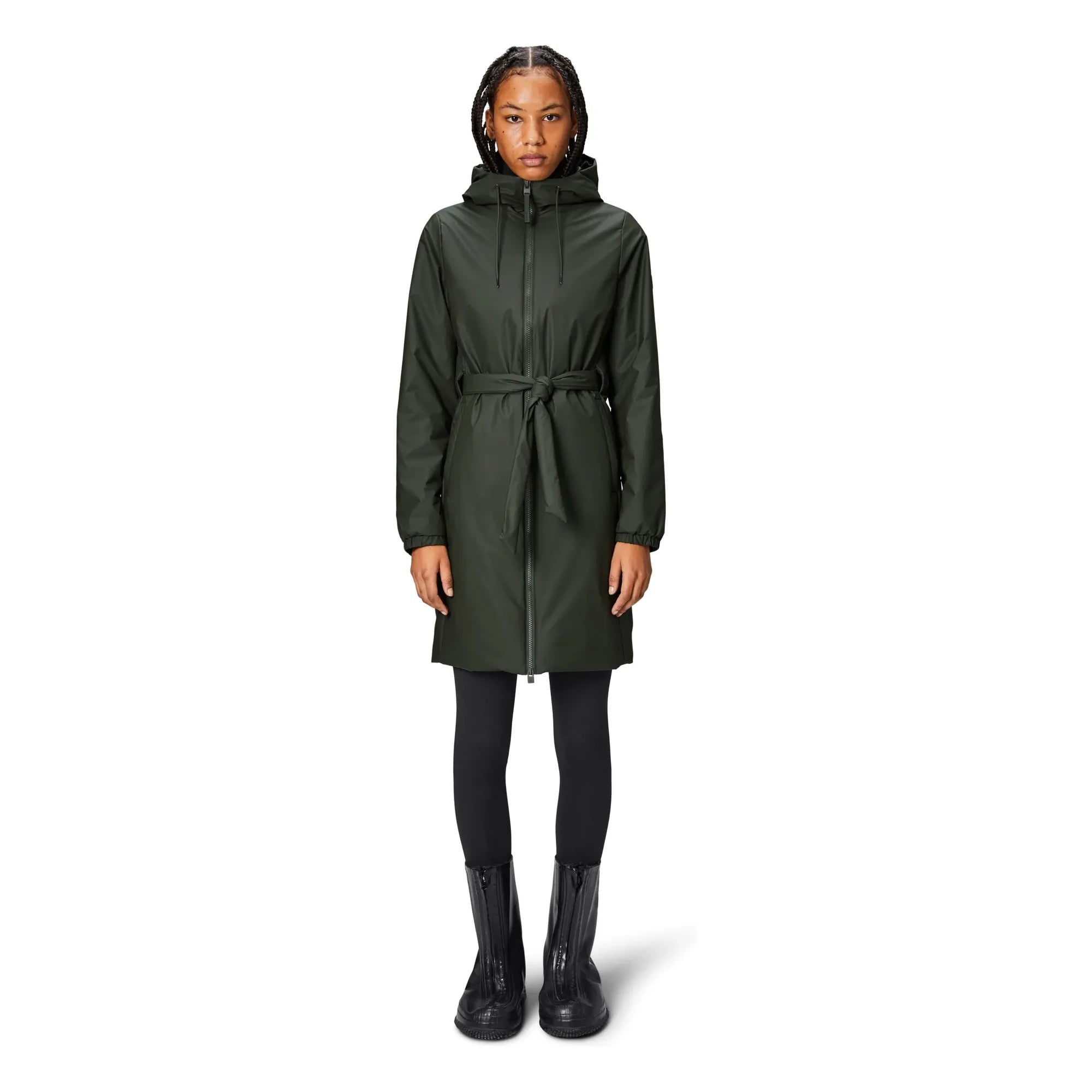 Rains - Lohja Long Belted Parka | Khaki