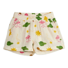 Mini Rodini - Espace Shorts Made of Organic Cotton Gauze | Ecru