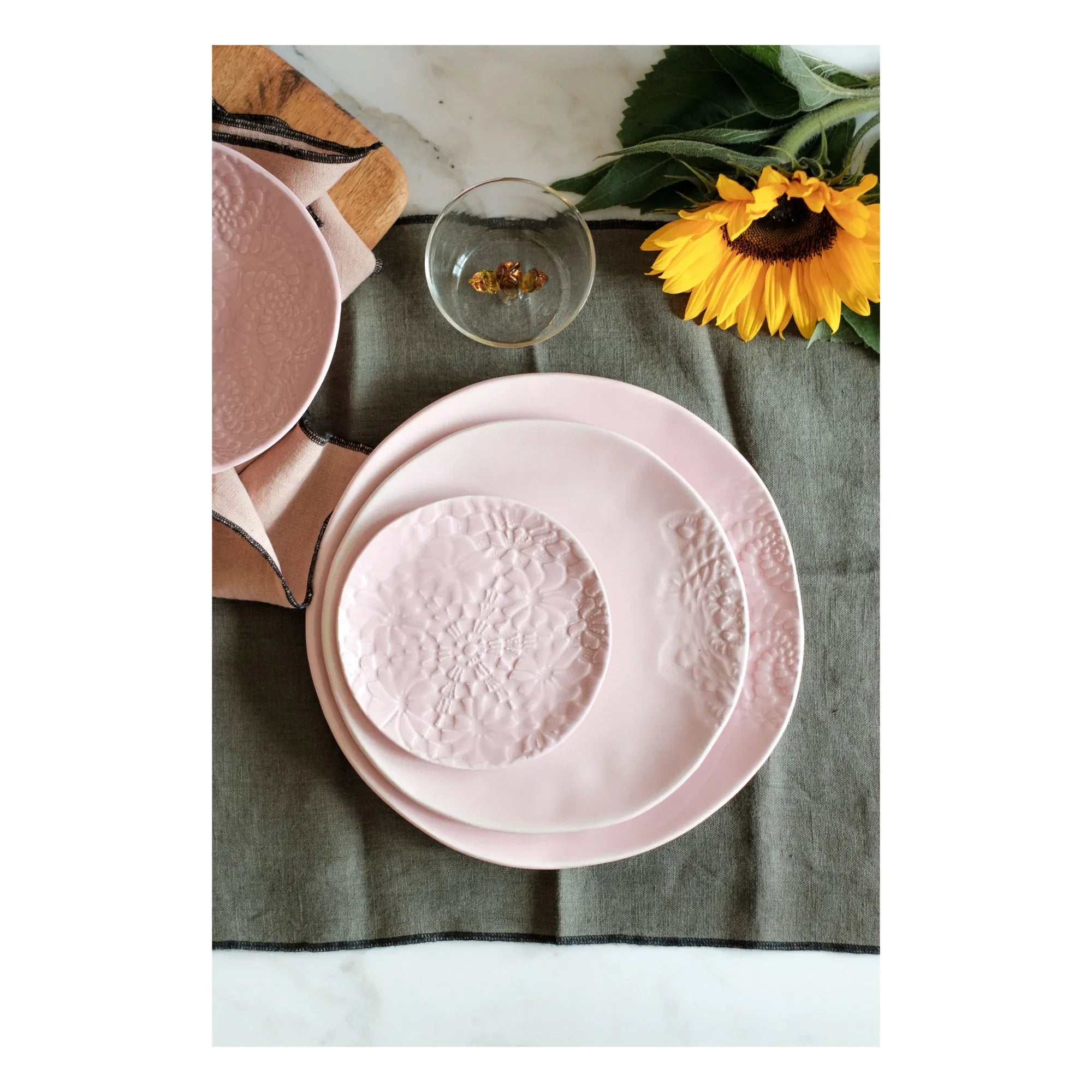 Maison Vessel - Blanca Tatoo Dantel Tabaklar - 2'li Set | Soluk Pembe
