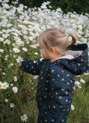 Töastie - Waterproof Flower Pattern Cloud Jacket | Dark Blue