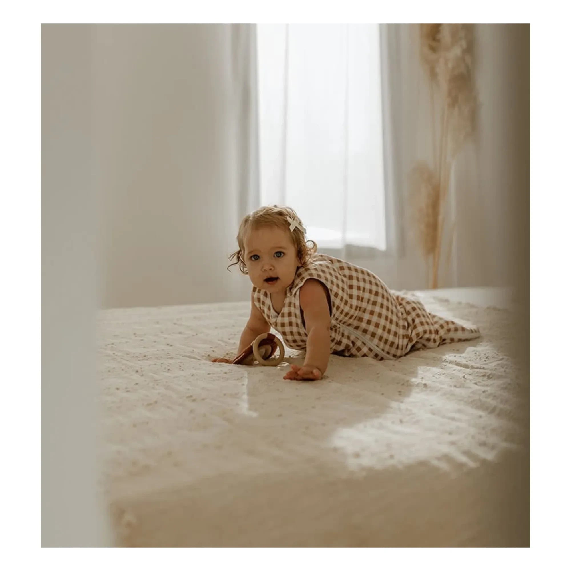 Les Petites Billes - Vichy multi-season reversible sleeping bag | Terracotta