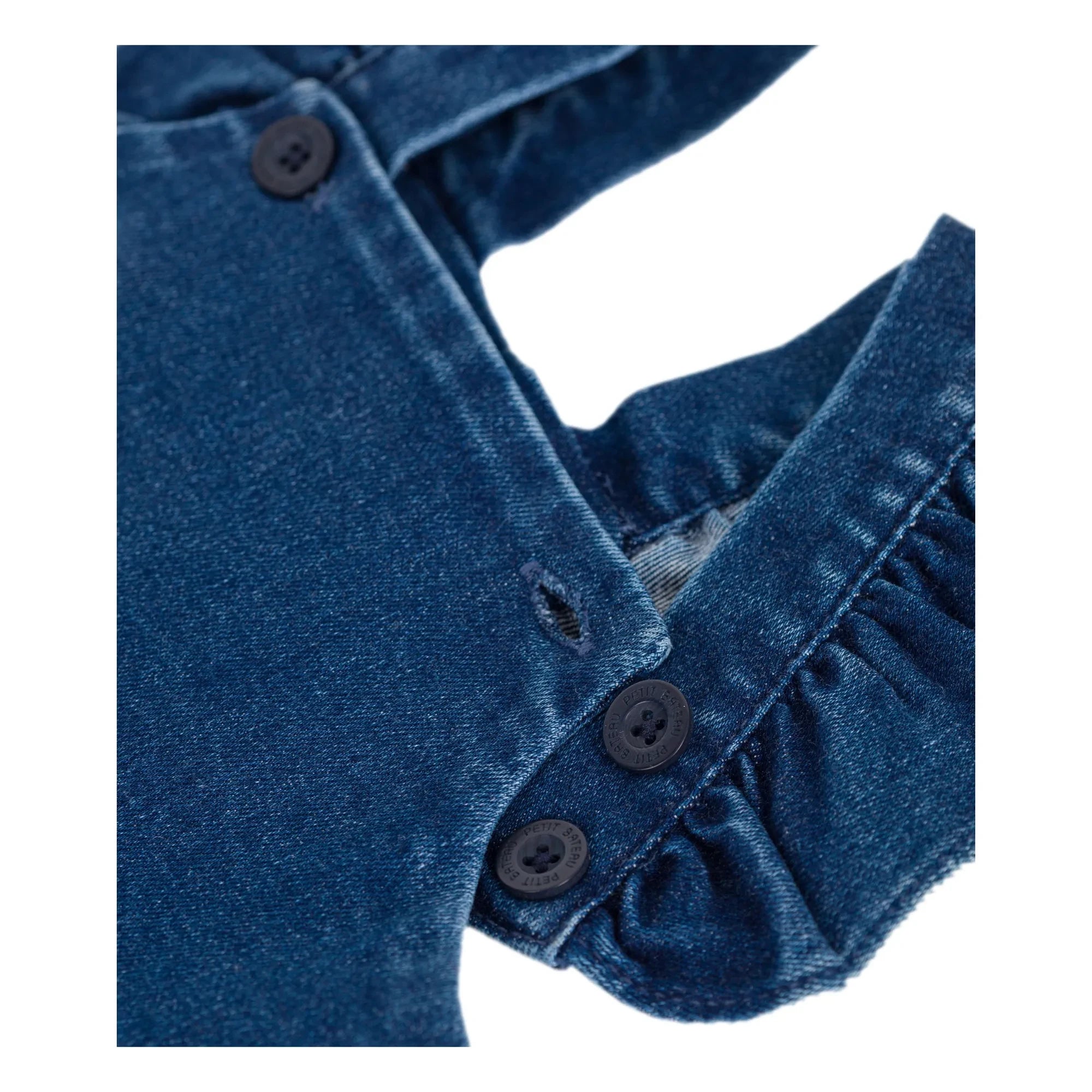 Petit Bateau - Denim Ruffled Overalls | Denim Blue