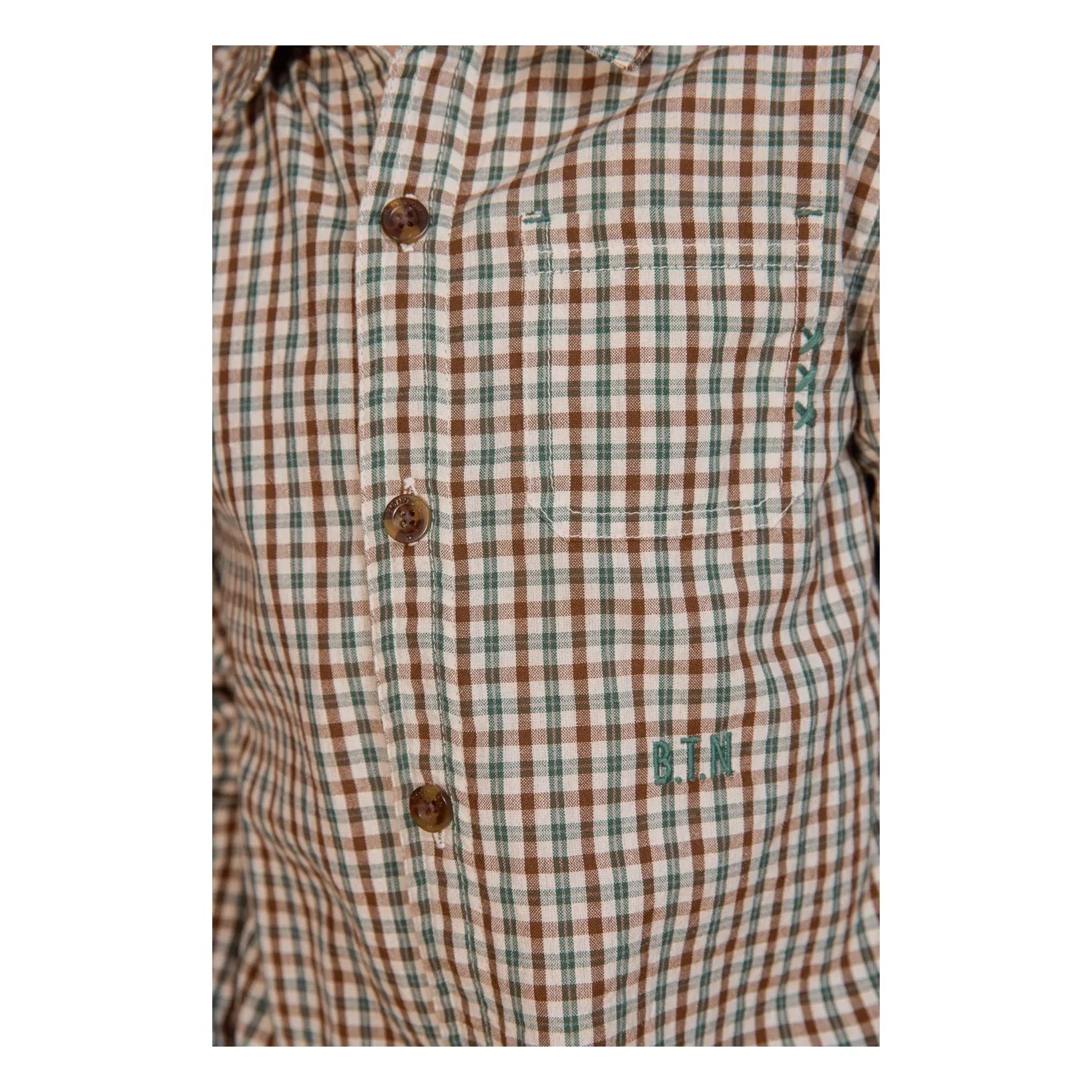 Bonton - Paf Kareli Gömlek | Yeşil