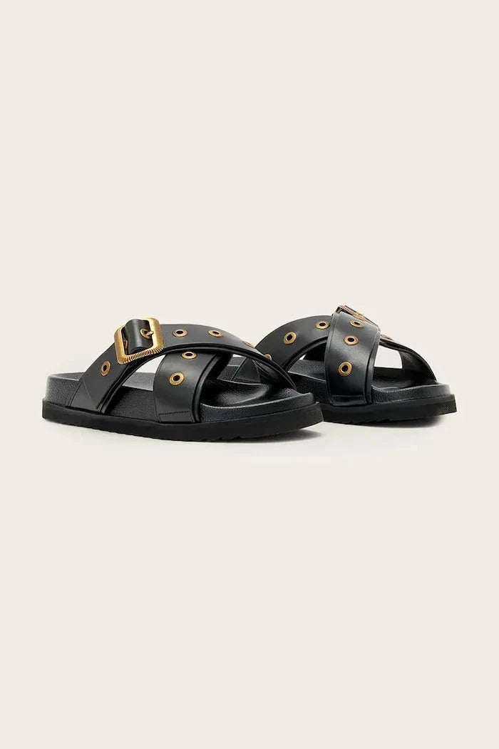 AllSaints deri düz tabanlı Suki Western Sandal