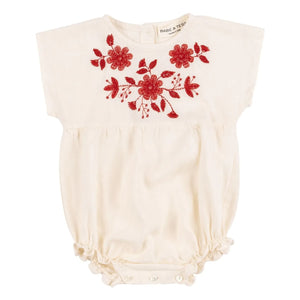 Babe & Tess - Embroidered Indian Linen Romper | Cream