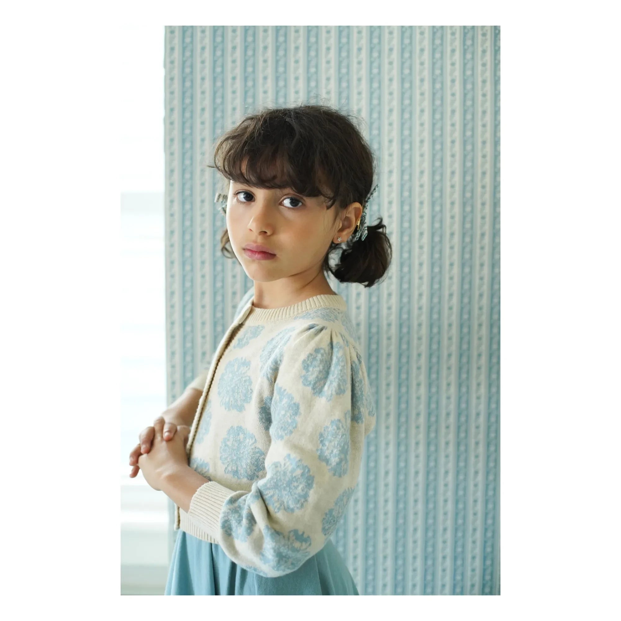 Soor Ploom - Organic Cotton Floral Pink Cardigan | Cream