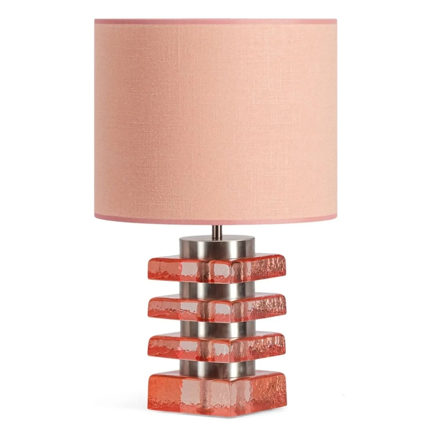 The Socialite Family - Marta Glass and Textured Fabric Lampshade | Pink