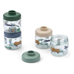 Liewood - Dominique Food Storage Jars - 4-Piece Set | Fun/Beach Blue