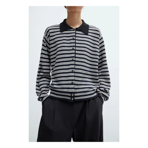 Cordera - Striped Merino Wool Polo Shirt | Navy Blue
