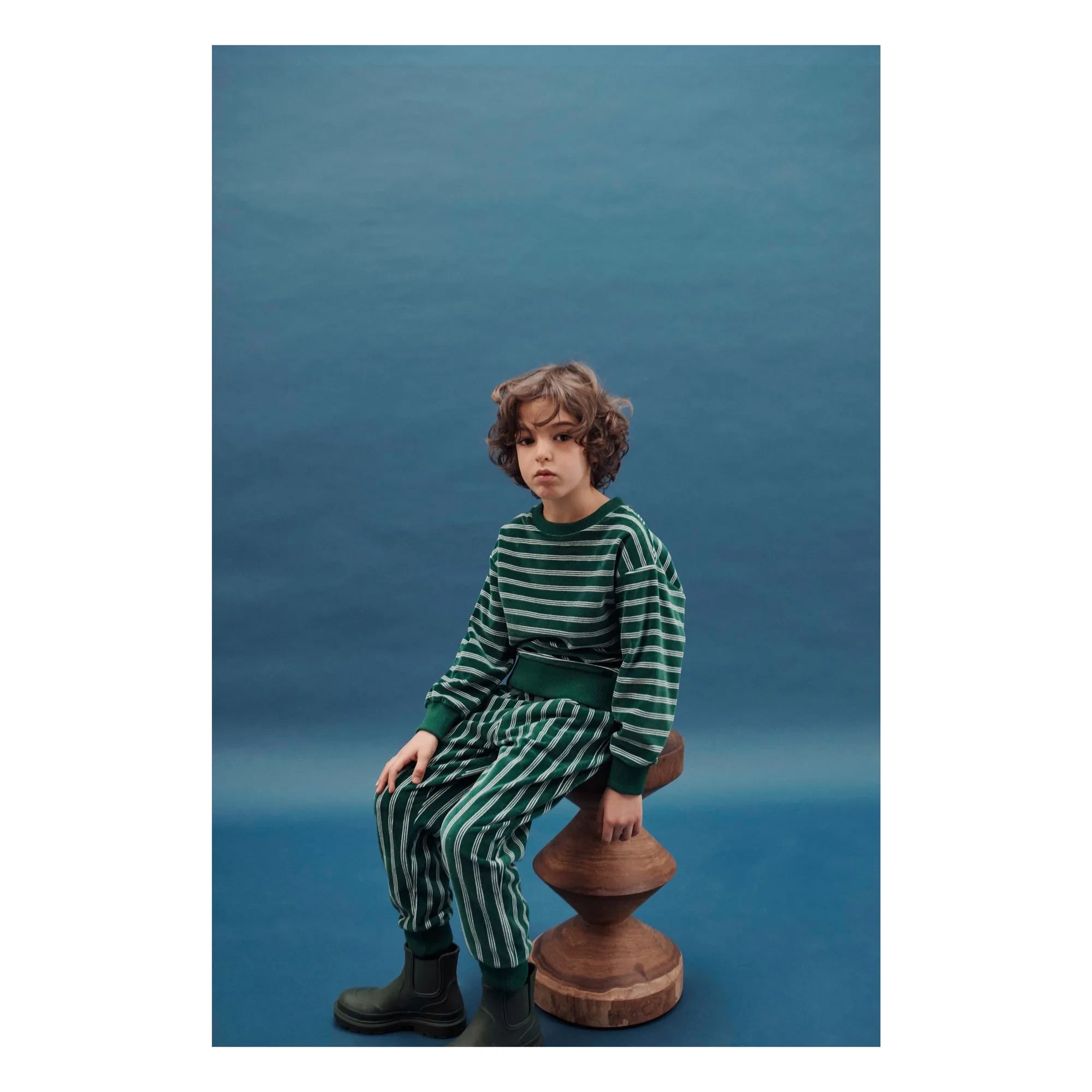 Emile et Ida - Organic Cotton Striped Sweatshirt | Green