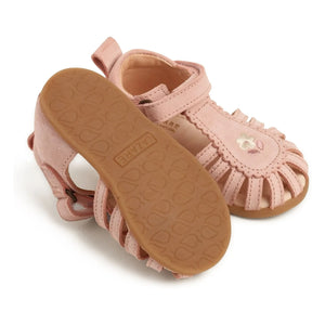 Lazare - Colette Fleur Suede Embroidered Sandals | Powder Pink