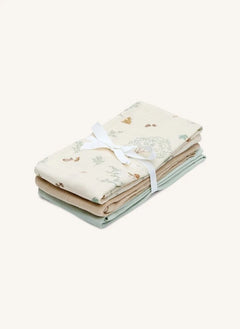Cam Cam - Woodland Muslin Baby Cloths - Set of 3 | Ecru