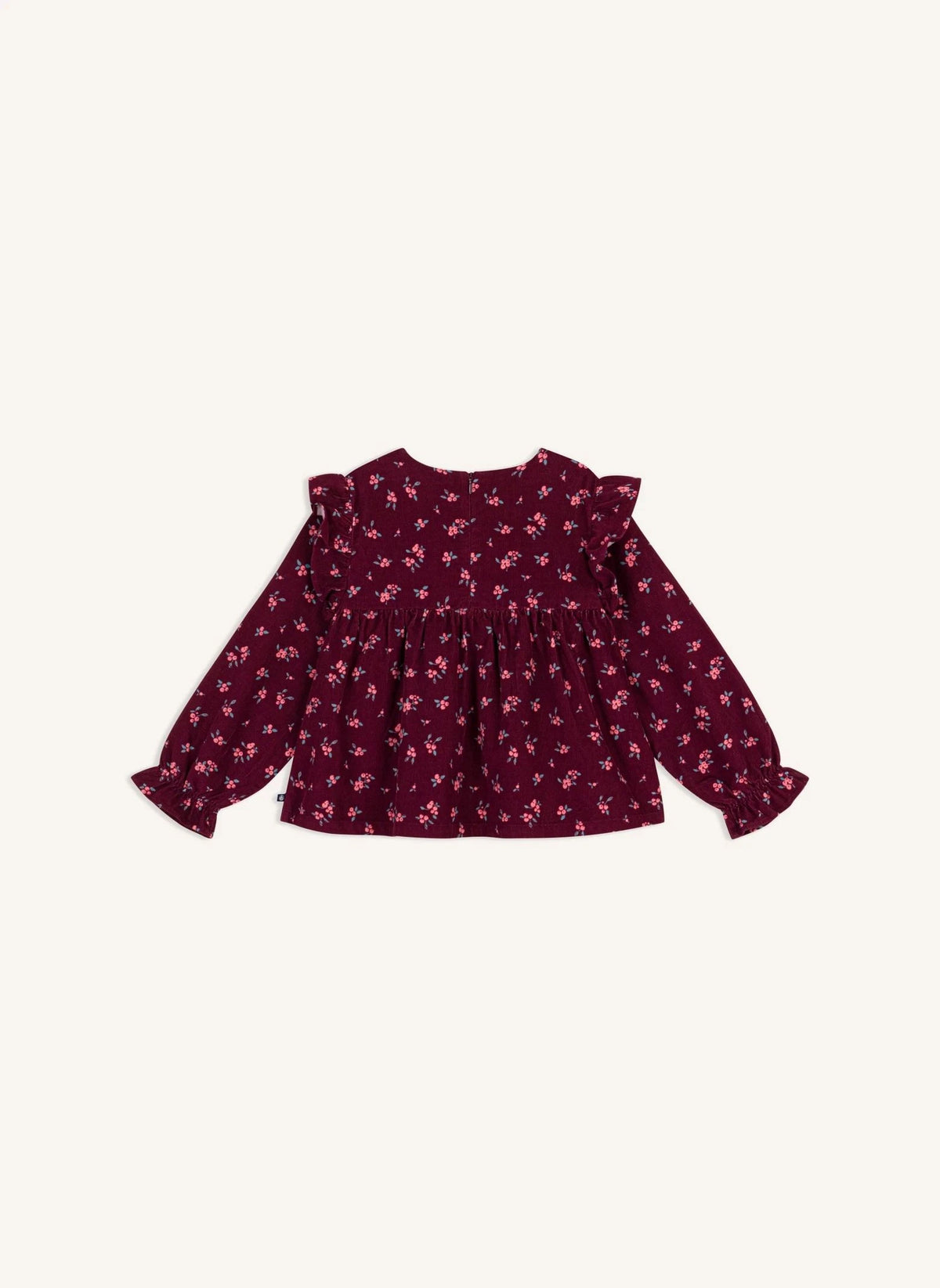 Petit Bateau - Ruffled Floral Velvet Organic Cotton Blouse | Bordeaux