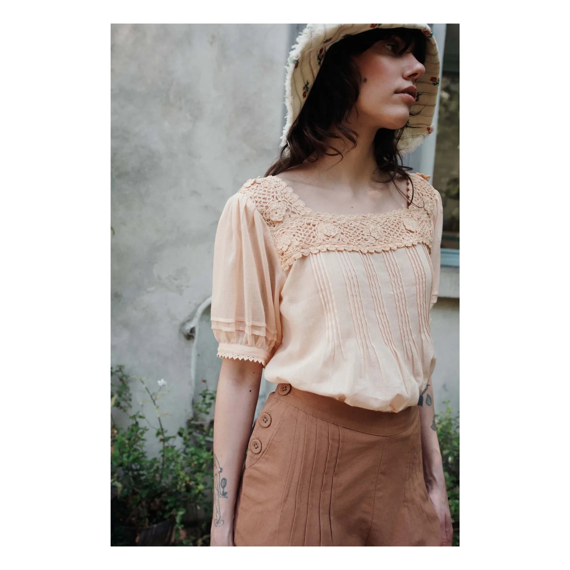 Emile et Ida - Floral Cotton Crochet Blouse | Cream