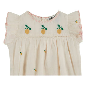 Emile et Ida - Lemon Embroidered Romper | Cream