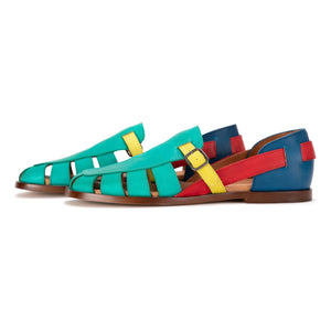 Bobo Choses - Color Block Leather Sandals | Green