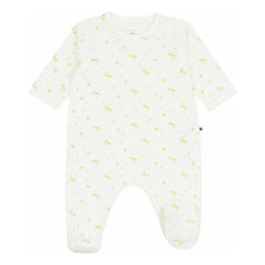 Petit Bateau - Çıtçıtlı Çiçek Desenli Organik Pamuklu Pijama | Beyaz